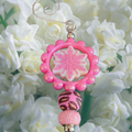 Pink snowflake beaded ornament