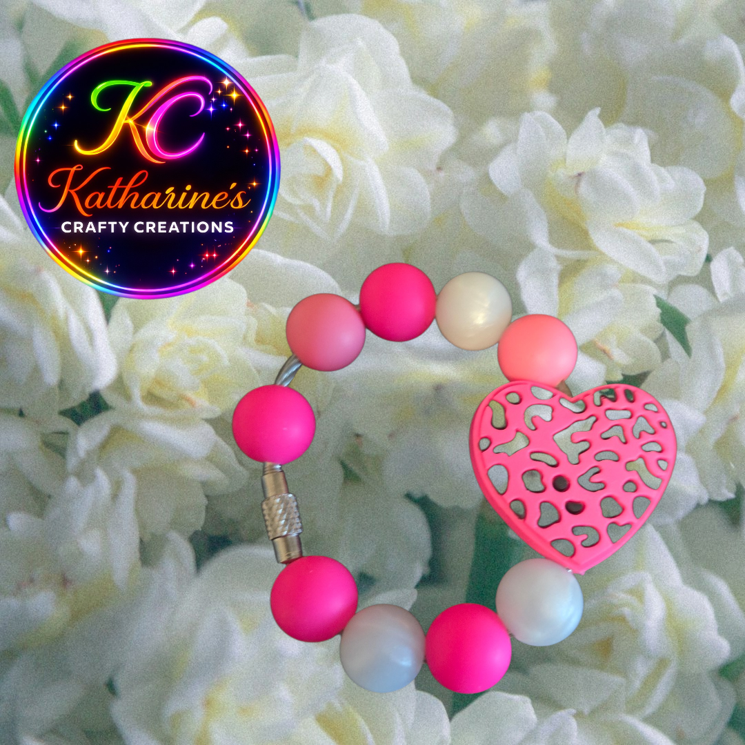 Pink heart cup charm